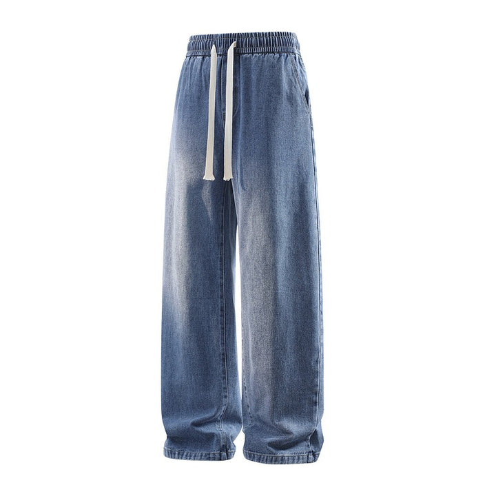 Herren Weite Denim-Freizeithose mit elastischem Bund, Tunnelzug & relaxed Baggy‑Silhouette Drune
