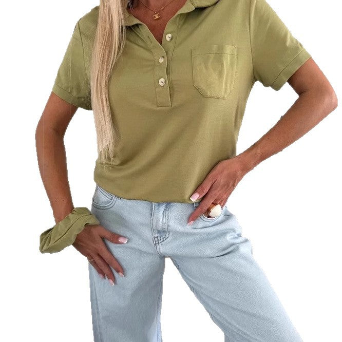 Damen Poloshirt mit Knopfleiste und Brusttasche Drune