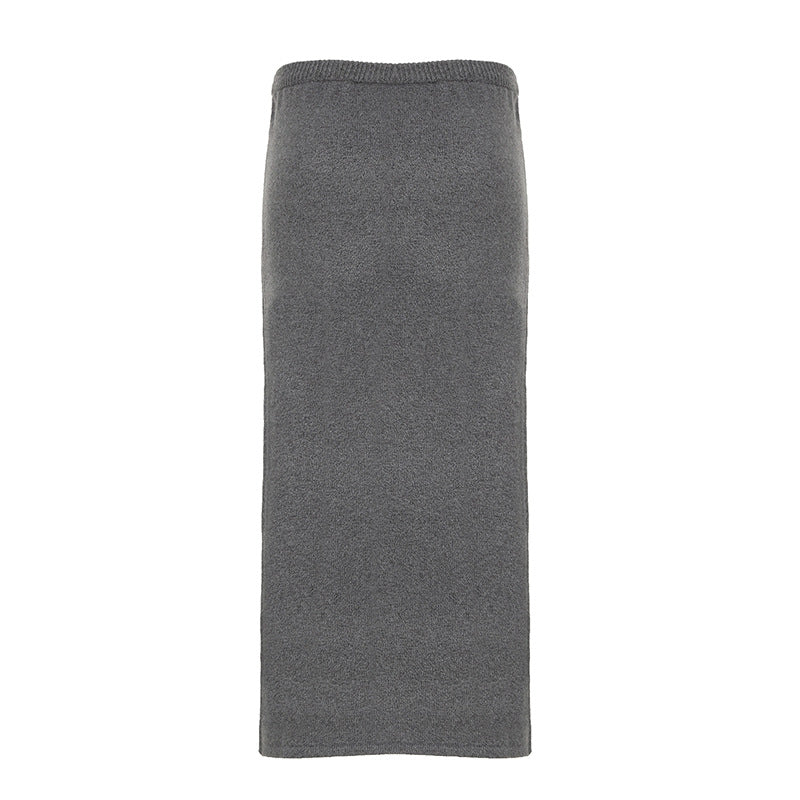 Damen eleganter, figurbetonter Midi-Rock aus hochwertiger Wollmischung Drune