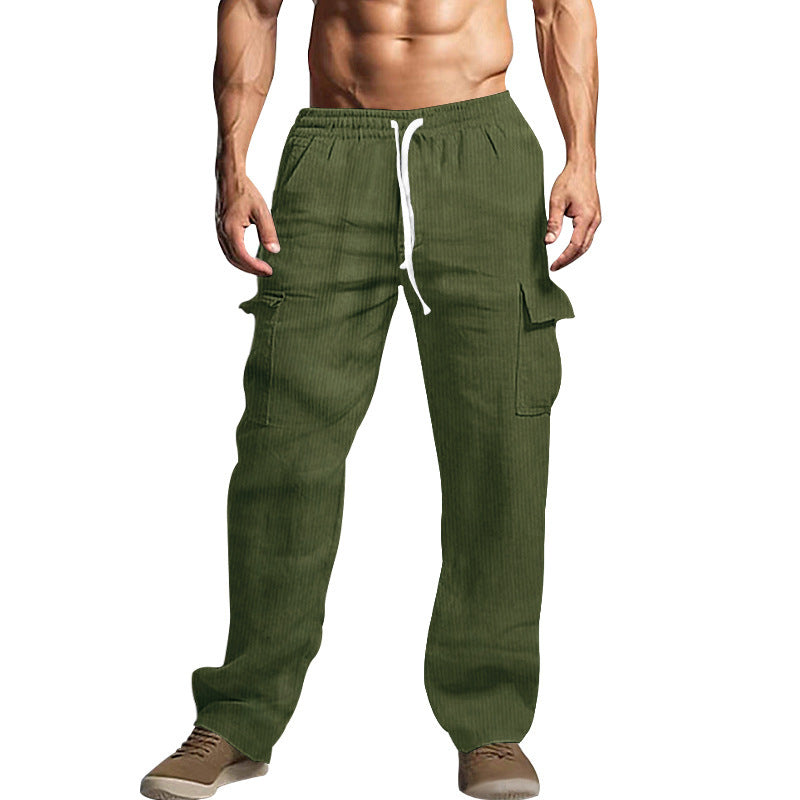 Herren Cord-Cargo-Hose mit elastischem Bund, Kordelzug & aufgesetzten Klappentaschen Drune