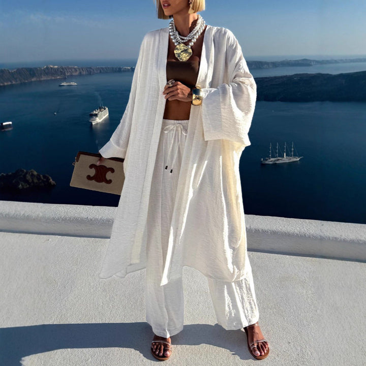 Damen luftiger Kaftan-Set mit weiten Ärmeln Drune