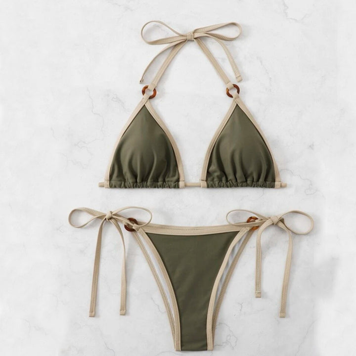 Damen Triangel-Bikini mit verstellbaren Trägern und Ringdetails Drune