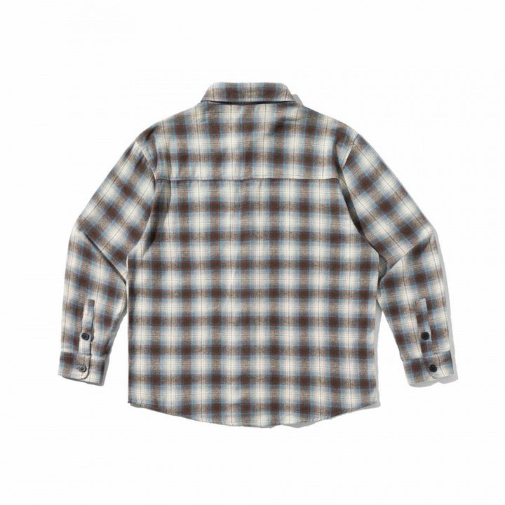 Unisex Kastenförmiges Karierter Flanell-Overshirt mit aufgesetzter Brusttasche Drune