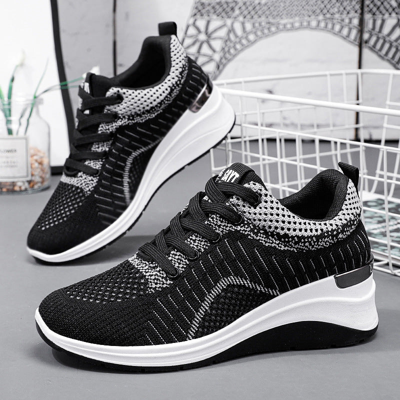 Damen nan gestrickter Keil-Sneaker mit atmungsaktivem Strick-Obermaterial, gepolstertem Komfortfußbett und rutschfester Profilsohle Drune