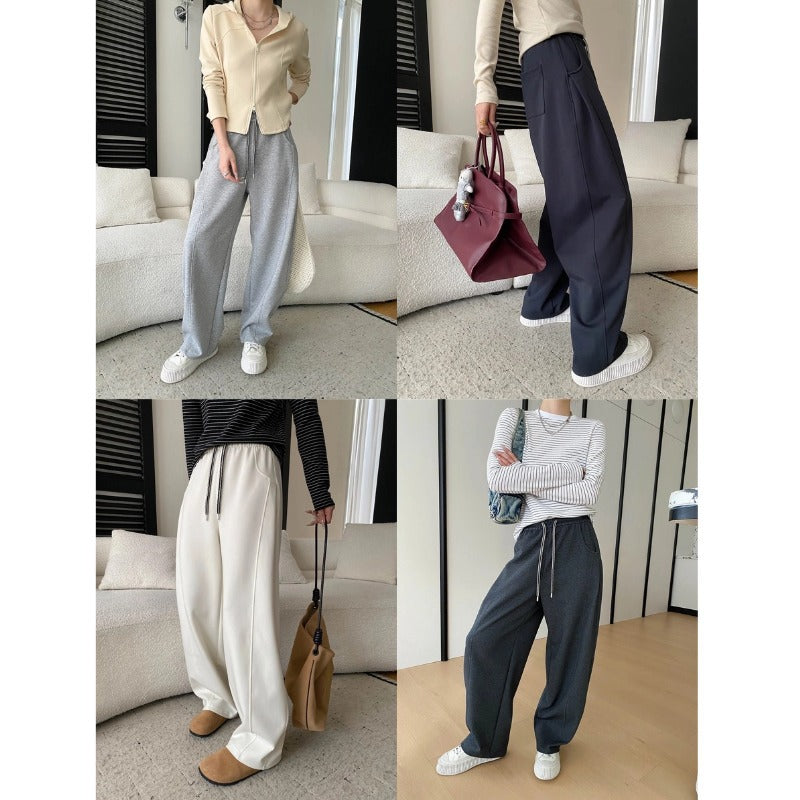 Damen lässige Sweatpants mit hohem Bund und weit geschnittenem Bein Drune