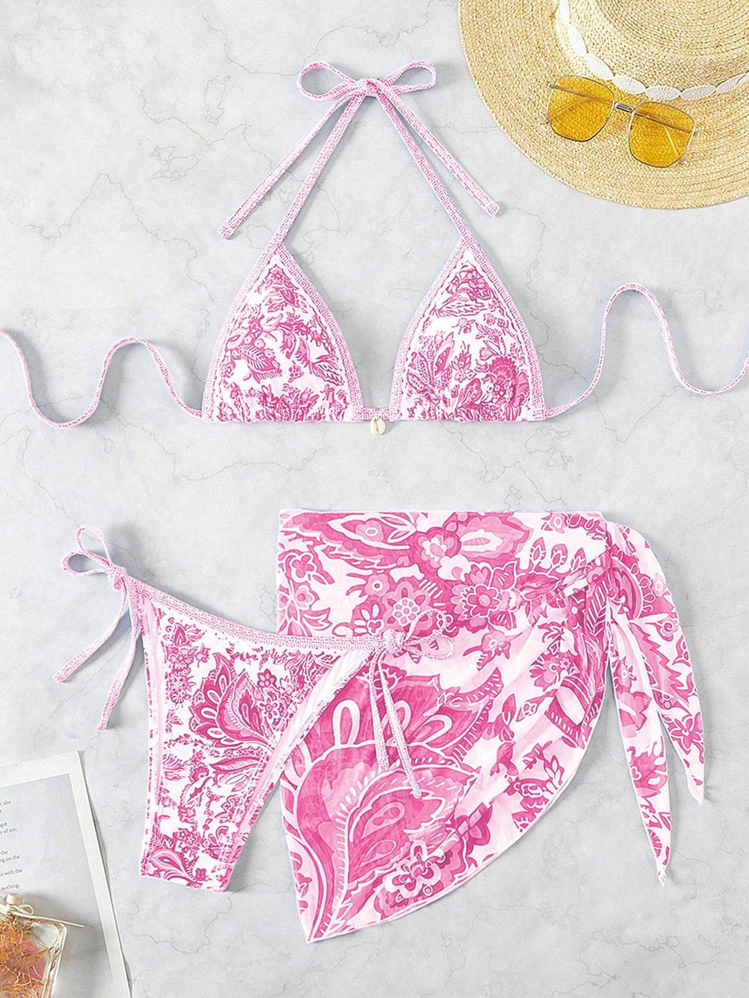 Damen Triangel-Bikini-Set mit elegantem Wickelrock Drune
