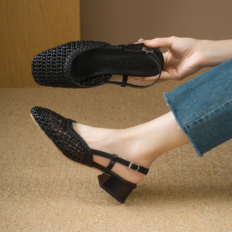 Damen Slingback-Pantoletten mit luftiger Webstruktur und bequemer Absatzhöhe Drune