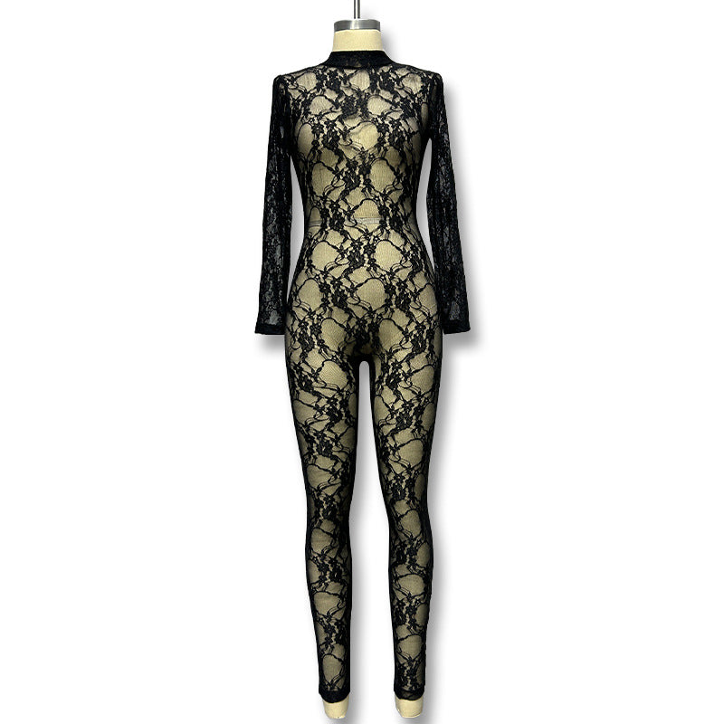 Damen Elegantes Spitzenoverall Drune