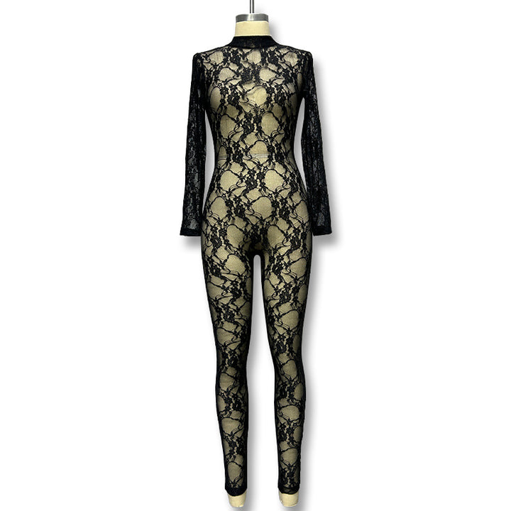 Damen Elegantes Spitzenoverall Drune