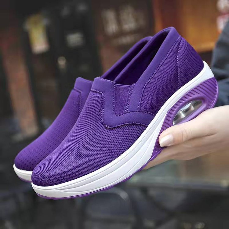 Damen  atmungsaktive Slip-On Sneaker mit Air-Cushion Keilsohle und elastischem Strickoberteil Drune