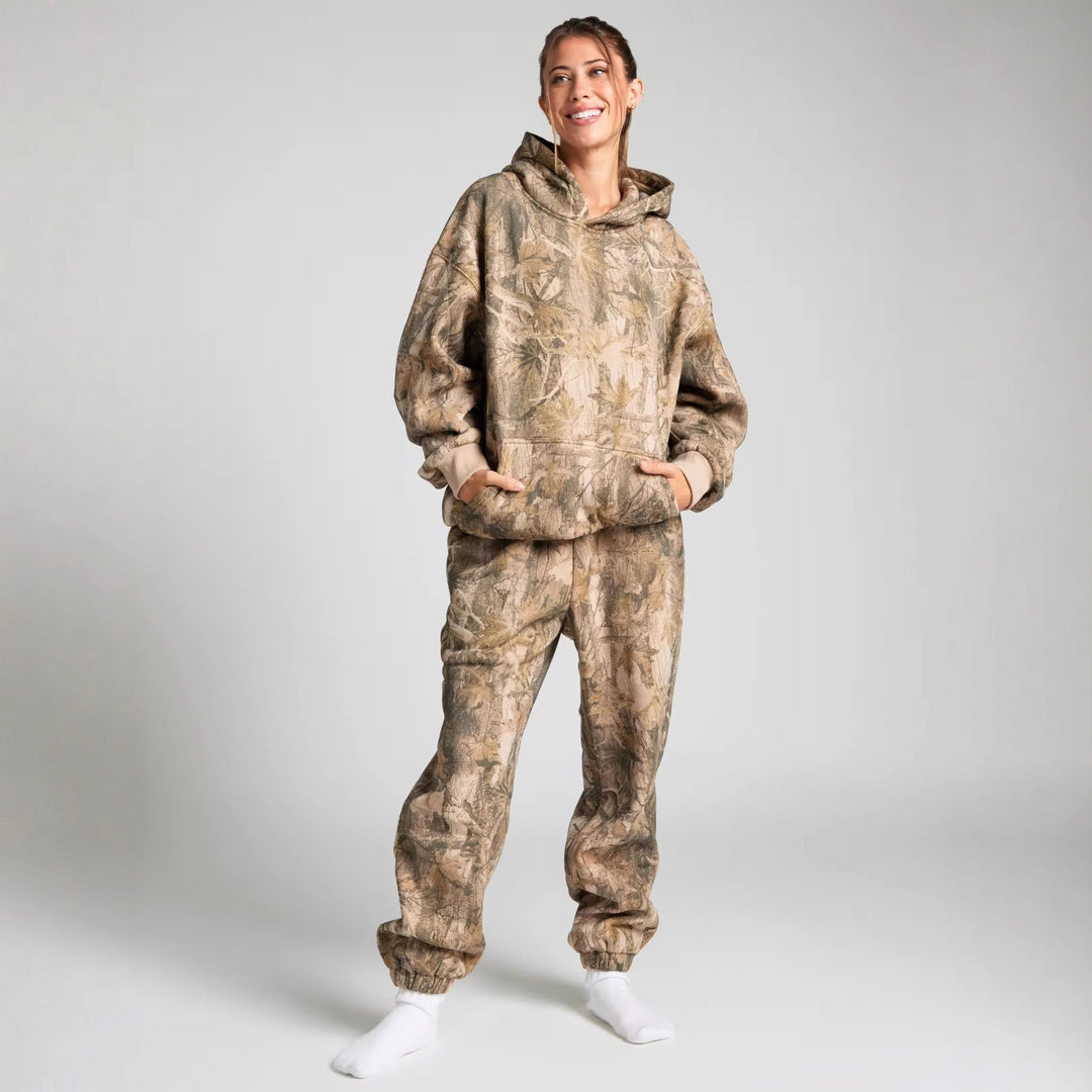Damen Hoodie im angesagten Camouflage-Design mit großzügigen Taschen Drune