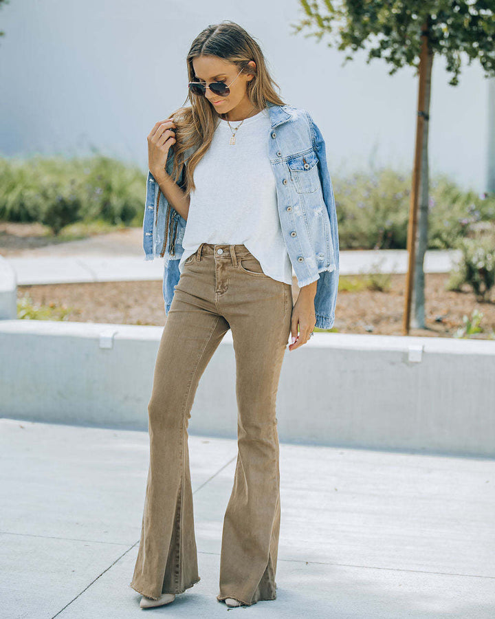 Damen Längeres Flared Jeans mit hohem Bund und modischem Design Drune