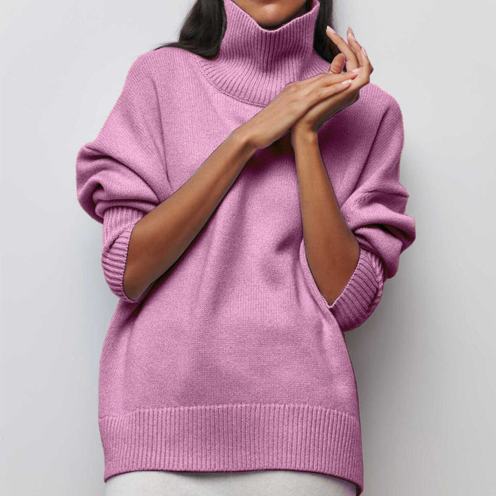 Damen Kuscheliger Oversize Rollkragenpullover mit verdeckten Seitenschlitzen und extra langem Rippbund Drune