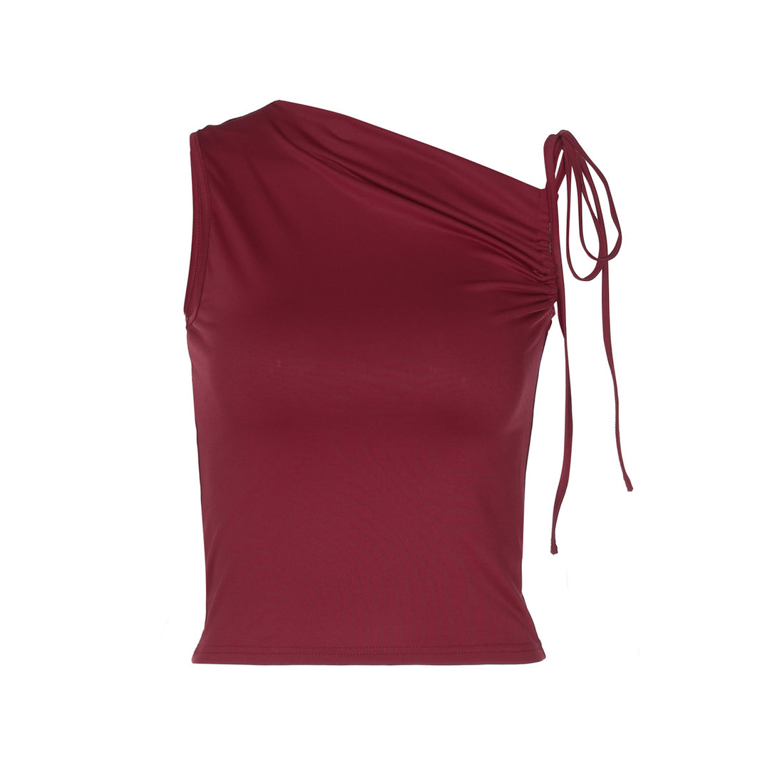 Damen asymmetrisches Top mit Raffung Drune