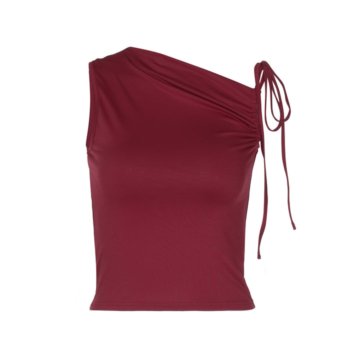 Damen asymmetrisches Top mit Raffung Drune