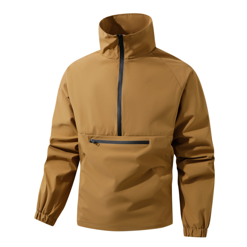 Herren Leichter wasserabweisender Anorak mit Halbzip, hohem Stehkragen & Front-Reißverschlusstasche Drune