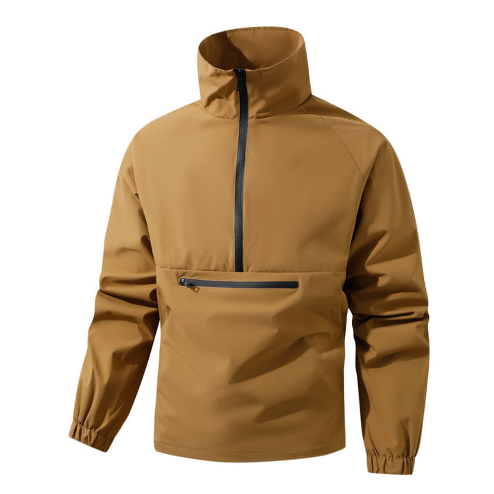 Herren Leichter wasserabweisender Anorak mit Halbzip, hohem Stehkragen & Front-Reißverschlusstasche Drune