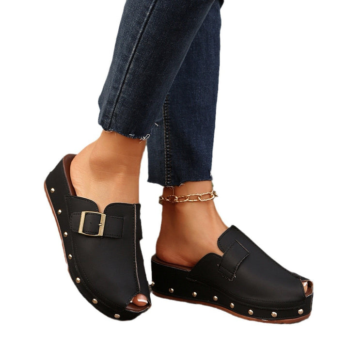 Damen Clogs mit modischem Schnallen-Design und trendiger Metallverzierung Drune