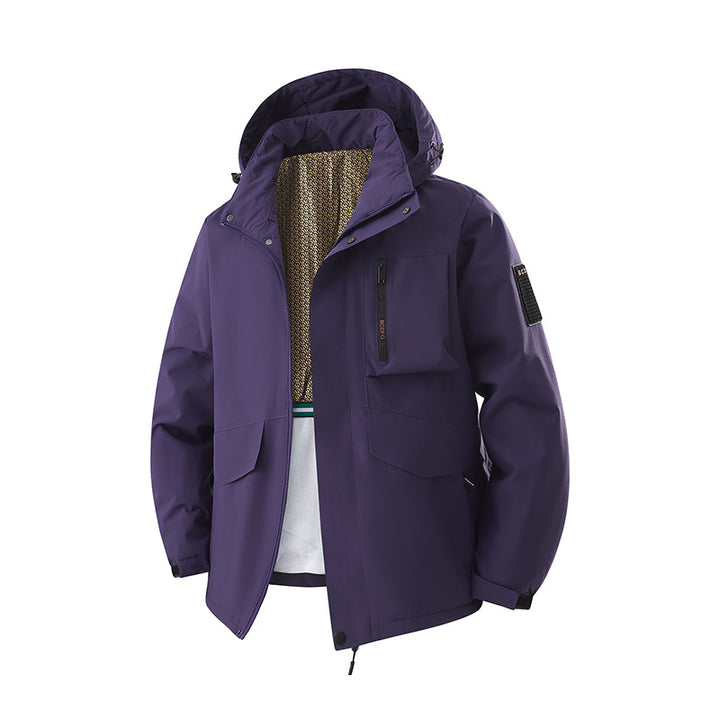 Herren Wasserdichte Outdoor-Multifunktionsjacke mit Kapuze & Fleece-Innenfutter Drune