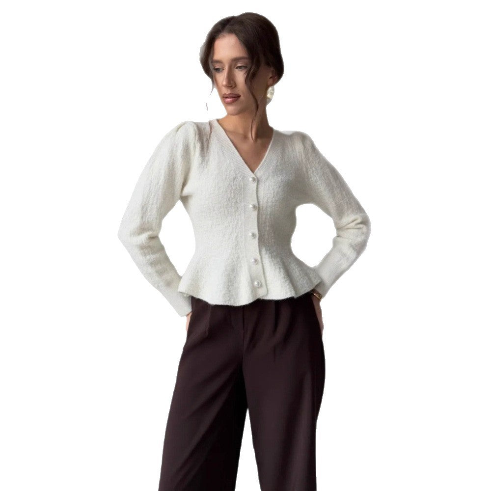 Damen Eleganter Strickcardigan mit hochgeschlossenem Kragen Drune