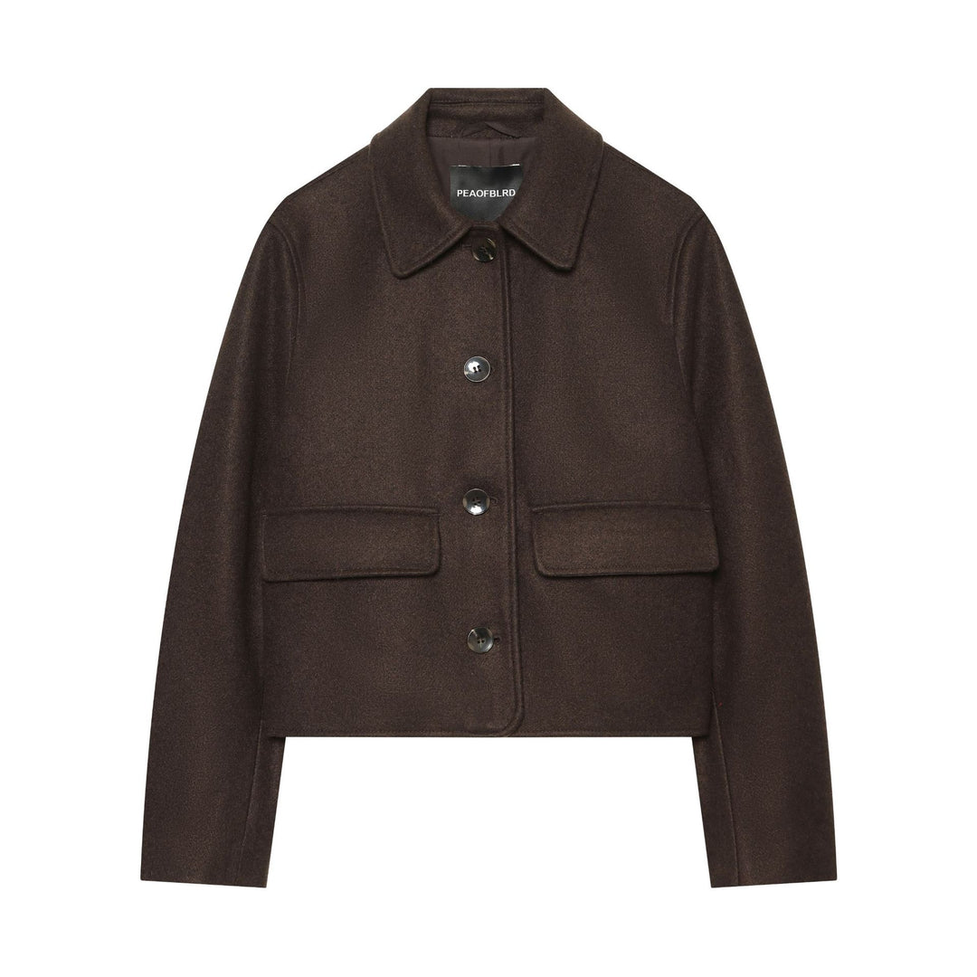 Damen Kurz geschnittene Wollmix‑Jacke im Boxy‑Cut mit Pattentaschen Drune