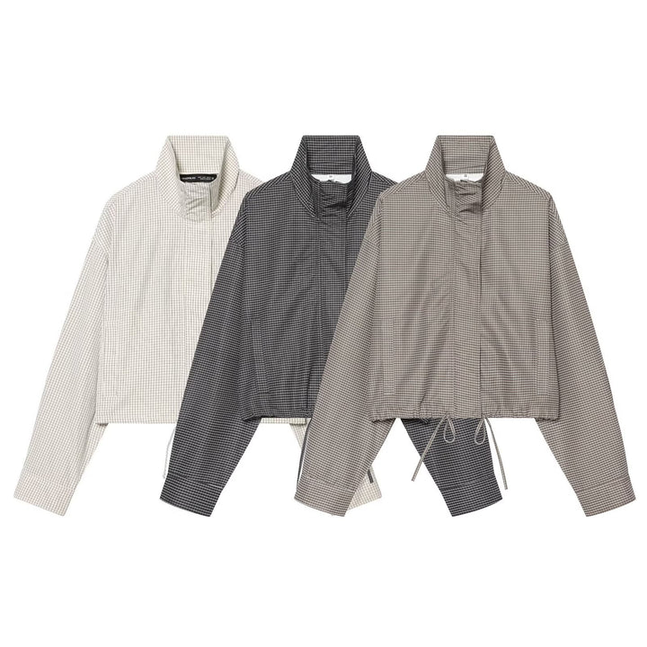 Damen Kurzgeschnittene Oversize-Windjacke mit Stehkragen und Tunnelzug Drune