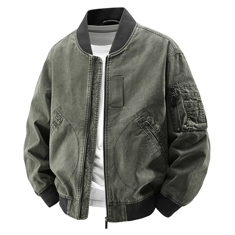 Herren Modische Bomberjacke mit Seitentaschen Drune