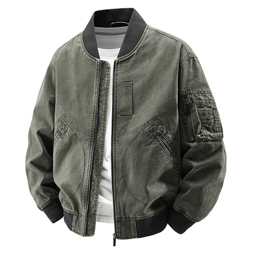 Herren Modische Bomberjacke mit Seitentaschen Drune