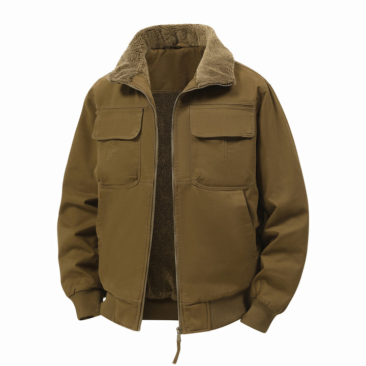 Herren Thermo-Bomberjacke im Fieldstil mit Teddykragen, aufgesetzten Brusttaschen & Reißverschluss Drune