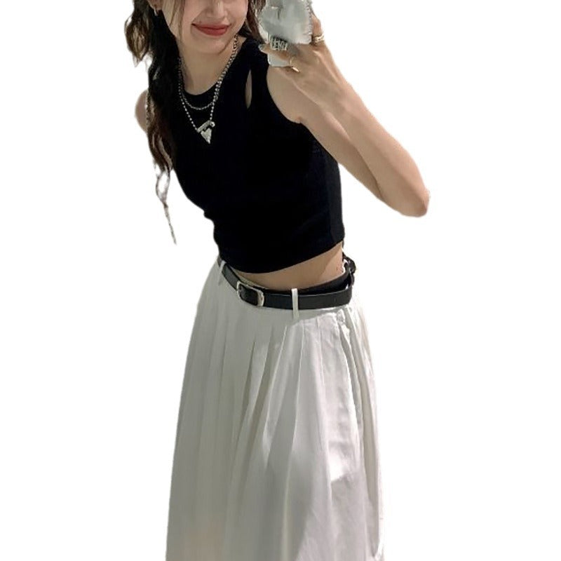 Damen Crop-Top mit elastischem Bund und asymmetrischem Ausschnitt Drune