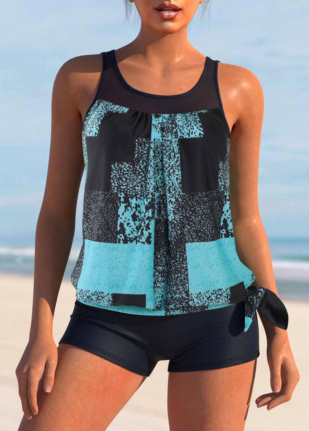 Damen Sportliches Tankini-Set mit Figurschmeichelndem Schnitt Drune