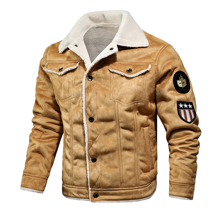 Herren Aviatorjacke mit Teddyfutter und Vintage-Lederoptik Drune