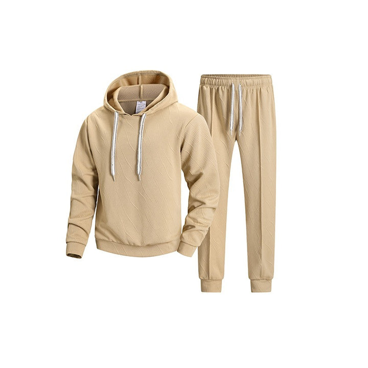 Herren Komfort-Trainingsset mit Kapuzen‑Hoodie, konischer Jogginghose & Strukturmuster Drune