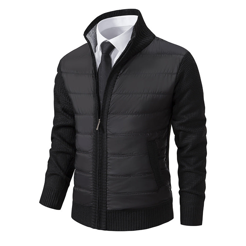 Herren nan gesteppte Hybrid-Strickjacke mit Stehkragen Reißverschluss und Eingrifftaschen Drune