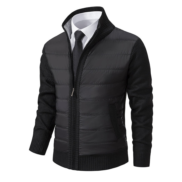Herren nan gesteppte Hybrid-Strickjacke mit Stehkragen Reißverschluss und Eingrifftaschen Drune