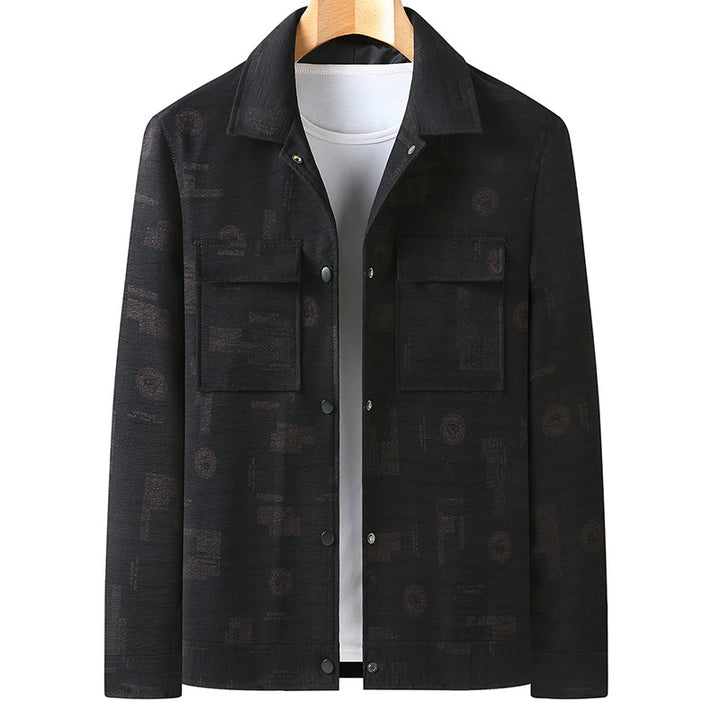 Herren Leichtes strukturiertes Overshirt mit aufgesetzten Pattentaschen und dezentem Allover-Print Drune