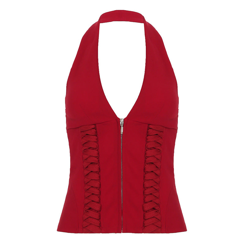 Damen Cropped Oberteil mit raffiniertem Schnürdesign Drune