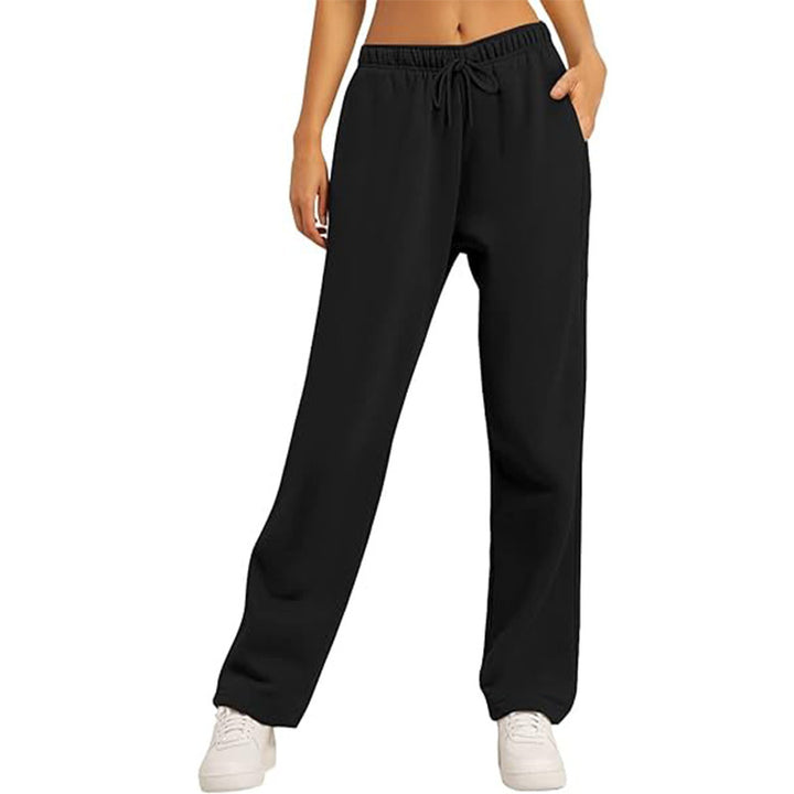 Damen nan hochwertige Relax-Hose mit hoher Taille, geradem Bein und integrierten Eingrifftaschen Drune