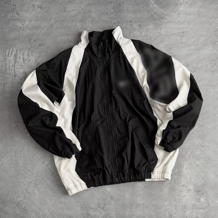 Unisex nan atmungsaktive leichte Wind- und Trainingsjacke mit Netzfutter, Stehkragen und elastischem Saum Drune
