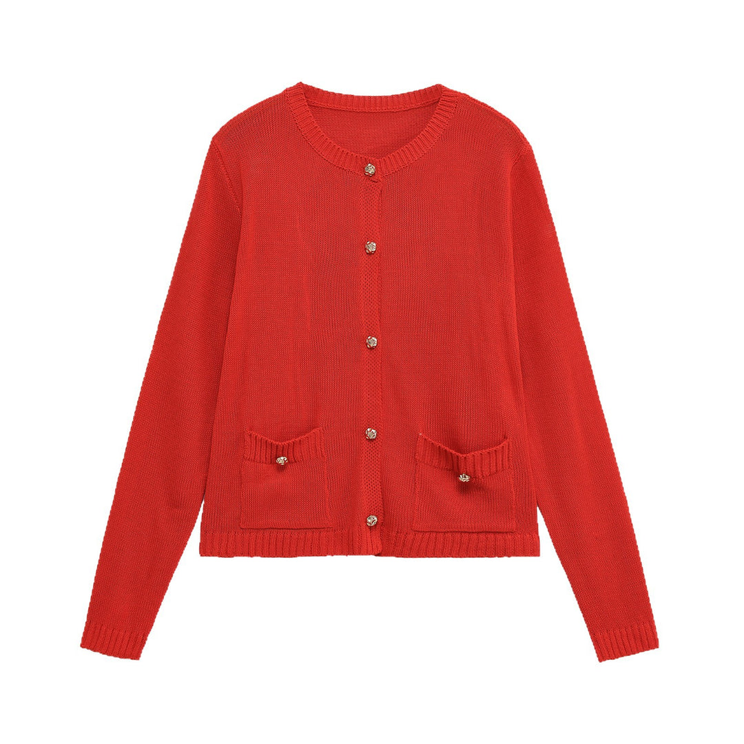 Damen elegante Strickjacke mit praktischen Taschen Drune