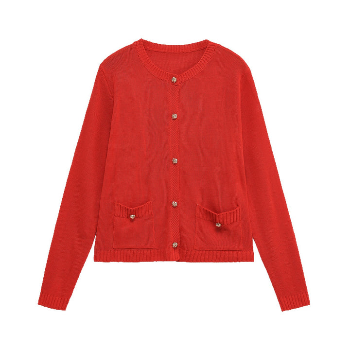 Damen elegante Strickjacke mit praktischen Taschen Drune