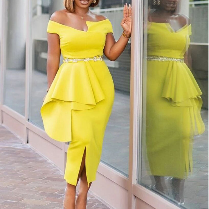 Damen Abendkleid mit asymmetrischem Saum und eleganter Drapierung Drune