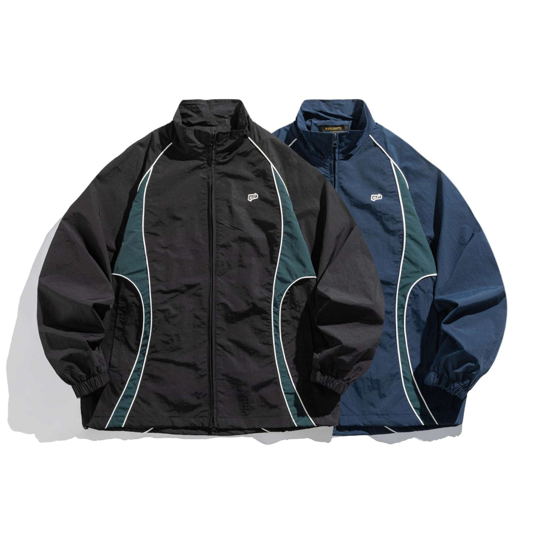 Unisex Leichte Boxy-Trackjacke mit Kontrastpaspeln Drune