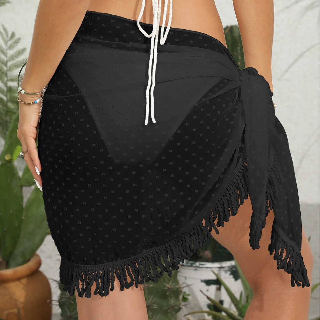Damen transparenter Strandüberwurf mit Quasten Drune