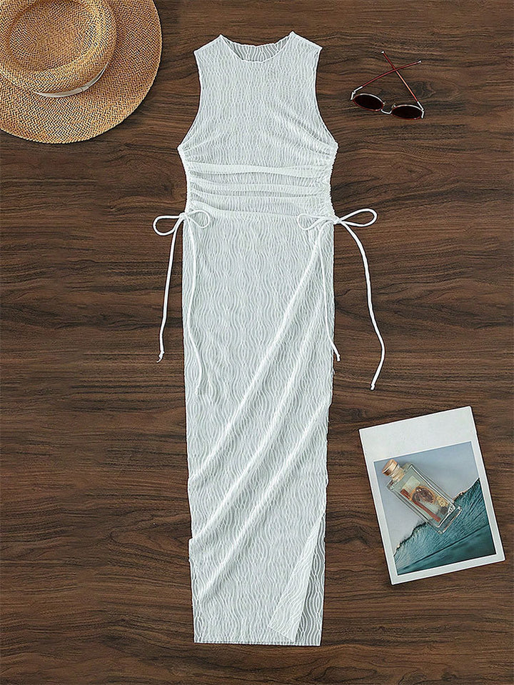 Damen Maxikleid mit raffiniertem Wickeldetail und eleganten Taillenzügen Drune