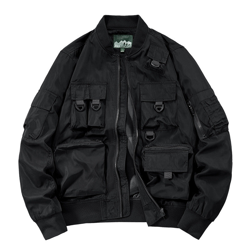 Herren nan multifunktionale Utility-Bomberjacke mit zahlreichen Taschen, D-Ring‑Details und windabweisender Nylonhülle Drune