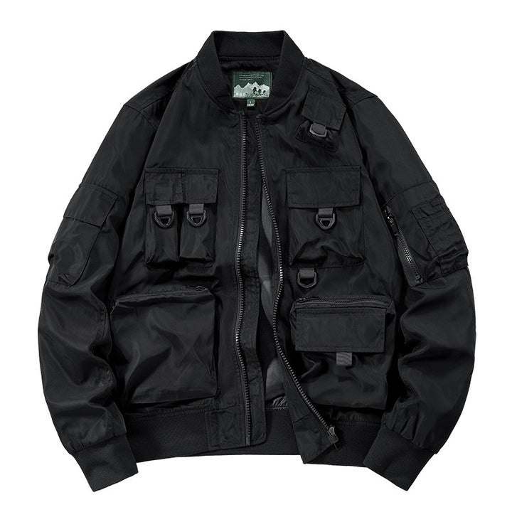 Herren nan multifunktionale Utility-Bomberjacke mit zahlreichen Taschen, D-Ring‑Details und windabweisender Nylonhülle Drune