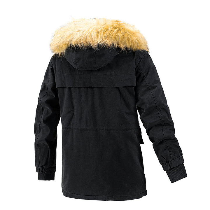 Herren Winterschutz-Parka mit wärmendem Teddyfutter abnehmbarer Kunstfellkapuze und verstärkten Utility-Taschen Drune