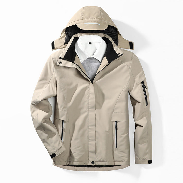 Herren Camouflage Regenjacke mit Kapuze und verstärkten Reißverschlusstaschen Drune