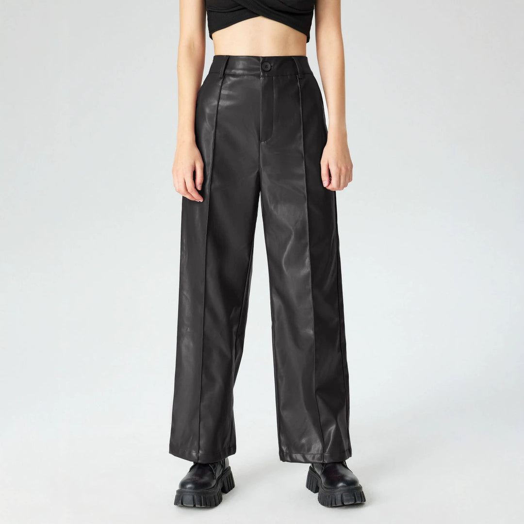 Damen Elegante Kunstlederhose Drune